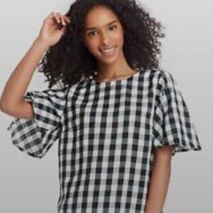 a new day XS Checkered Short Sleeve Blouse
